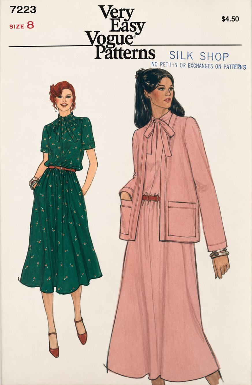 Vintage 80’s Very Easy Vogue Sewing Pattern Blouson Dress Size 8 Uncut